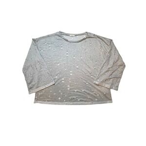 Plus Size Lightweight Sweatshirt Top 3X Distressed Holes Gray Loungewear Grunge